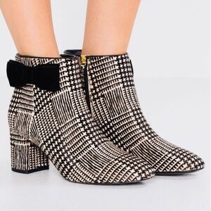 Kate Spade New York Holly Houndstooth Ankle Boots Women’s 7.5 Black & White, Bow